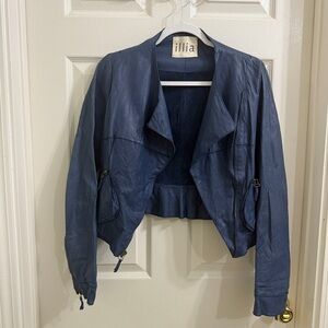 ilia leather jacket blue
